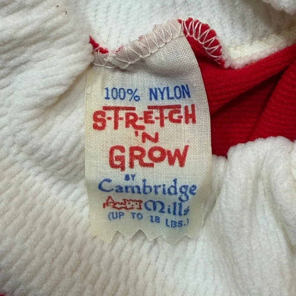 Rare Vintage Red Baby Footed Sleeper Romper with Hat 1970 up to 18 lbs Christmas